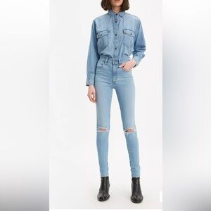 Levi's Mile High Super Skinny Light Blue Ripped Skinny Jeans